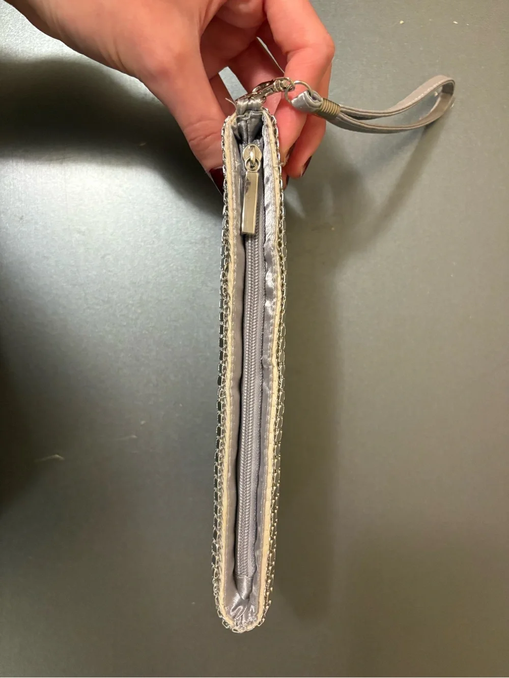 RSVP Silver Sequin Wristlet